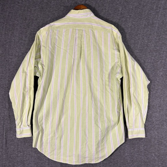 Polo Ralph Lauren Shirt Mens L Lime Green Striped Preppy Classic Fit Long Sleeve - Picture 2 of 8